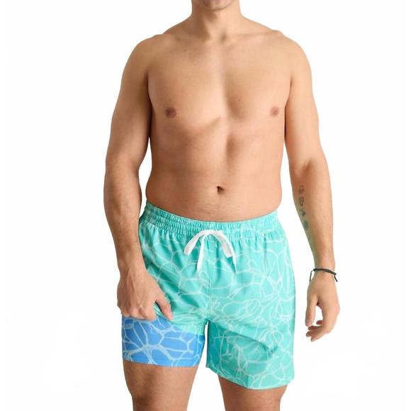 NEW CHUBBIES pool parties swim trunk in aqua abstract